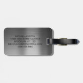 Étiquette À Bagage Black Brushed Metallic Personalized Monogram chic  (Dos horizontal)