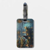 Étiquette À Bagage Black Cat Noël Festive Voyage (Dos Vertical)