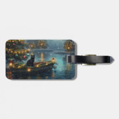 Étiquette À Bagage Black Cat Noël Festive Voyage (Dos horizontal)