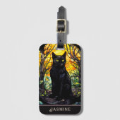 Étiquette À Bagage Black Cat Vitrail jaune (Devant Vertical)