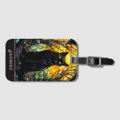 Étiquette À Bagage Black Cat Vitrail jaune (Devant Horizontal)