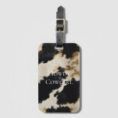 Étiquette À Bagage Black Cream Gold Western Cowhide (Devant Vertical)