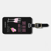 Étiquette À Bagage Black Floral Moderne Mariage Élégant Enregistrer L (Devant horizontal)