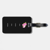 Étiquette À Bagage Black Floral Moderne Mariage Élégant Enregistrer L (Dos horizontal)