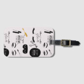 Étiquette À Bagage Black Gold Eyelashes Glam Birthday (Devant Horizontal)