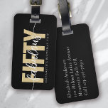 Étiquette À Bagage Black Gold Fabuleux Cinquante Anniversaire Voyage<br><div class="desc">Offrez-vous vos bagages grâce à ce design personnalisé qui conviendra parfaitement aux voyageurs</div>