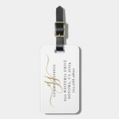 Étiquette À Bagage Black Gold Monogram Script Name (Devant Vertical)