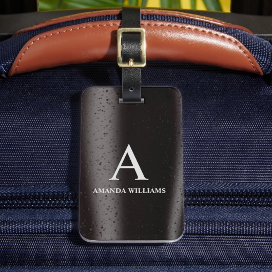 Étiquette À Bagage Black & Grey Metal Drop Water Custom Nom initial (Insitu Rectoal 2)