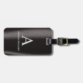 Étiquette À Bagage Black & Grey Metal Drop Water Custom Nom initial (Devant horizontal)