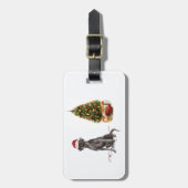 Étiquette À Bagage Black Lab Funny Chien de Noël et arbre (Devant Vertical)