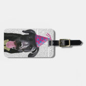 Étiquette À Bagage Black Labrador Avec Casquette de fête (Devant horizontal)