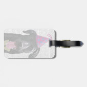 Étiquette À Bagage Black Labrador Avec Casquette de fête (Dos horizontal)