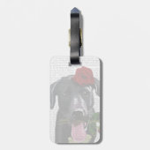 Étiquette À Bagage Black Labrador avec Roses 2 (Dos Vertical)