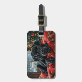 Étiquette À Bagage Black Labrador Chien Festive de Noël (Devant Vertical)