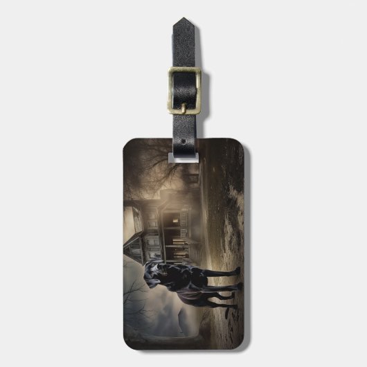 Étiquette À Bagage Black Labrador Halloween (Devant Vertical)