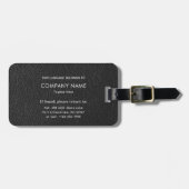 Étiquette À Bagage Black Leather Finish Pattern Custom Info (Devant horizontal)