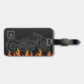 Étiquette À Bagage Black Leather Orange Flames (Dos horizontal)