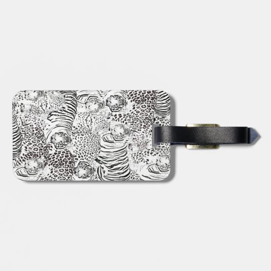 Étiquette À Bagage Black Leopard Tiger Animals Pattern (Dos horizontal)