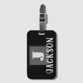 Étiquette À Bagage Black Monogram Large Initial (Devant Vertical)