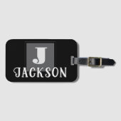Étiquette À Bagage Black Monogram Large Initial (Devant Horizontal)