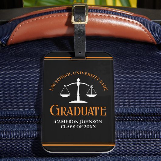 Étiquette À Bagage Black Orange Law School Custom Graduation Party (Insitu Rectoal 2)
