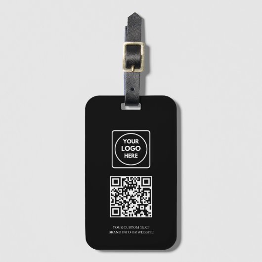 Étiquette À Bagage Black QR | Professional Business Logo ID (Devant Vertical)
