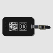 Étiquette À Bagage Black QR | Professional Business Logo ID (Devant Horizontal)