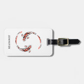 Étiquette À Bagage Black & Red Japanese Koi Fish Artistic (Devant horizontal)