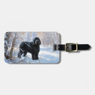 Étiquette À Bagage Black Russian Terrier Laisser neiger Noël