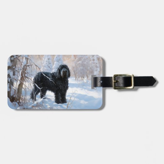 Étiquette À Bagage Black Russian Terrier Laisser neiger Noël (Devant horizontal)