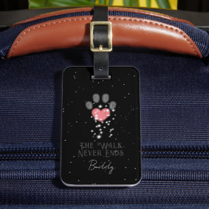 Étiquette À Bagage Black Starlight Pink Heart Dog Empreinte de patte