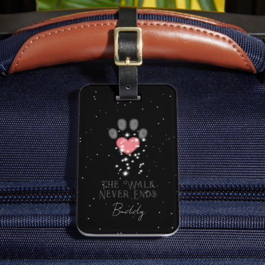 Étiquette À Bagage Black Starlight Pink Heart Dog Empreinte de patte (Insitu Rectoal 2)