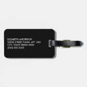 Étiquette À Bagage Black Stripes FAUX Gold Glitz et Nom (Dos horizontal)