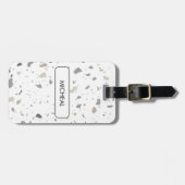 Étiquette À Bagage Black Terrazzo Pattern Texture (Devant horizontal)