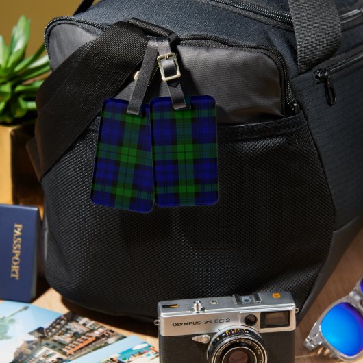 Étiquette À Bagage Black Watch Tartan bleu vert Plaid (Recto & Verso)