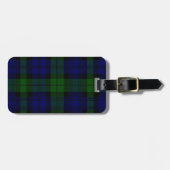 Étiquette À Bagage Black Watch Tartan bleu vert Plaid (Devant horizontal)