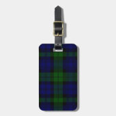 Étiquette À Bagage Black Watch Tartan bleu vert Plaid (Devant Vertical)