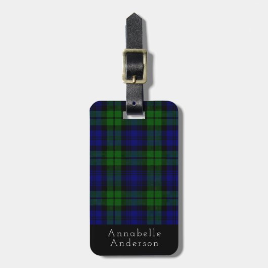 Étiquette À Bagage Black Watch Tartan Plaid Personnaliser (Devant Vertical)