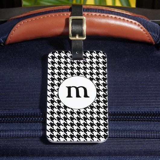 Étiquette À Bagage Black & White Houndstooth Monogrammed (Insitu Rectoal 2)