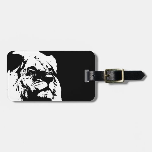 Étiquette À Bagage Black & white lion pop art (Devant horizontal)