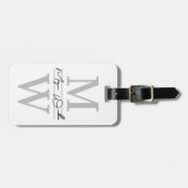 Étiquette À Bagage Black White Monogram Name (Devant horizontal)