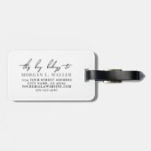 Étiquette À Bagage Black White Monogram Name (Dos horizontal)