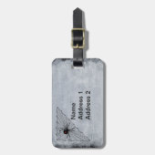 Étiquette À Bagage Black Widow Spider Rouge Horglass Mark dans le Web (Devant Vertical)