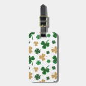 ÉTIQUETTE À BAGAGE BLANC AVEC VERT & PARTIES SCINTILLANT OR REGARDER  (Devant Vertical)