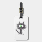 Étiquette À Bagage Blanc de chat confus (Devant Vertical)
