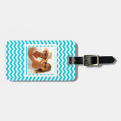 Étiquette À Bagage Blanc de photo et motif de zigzag faits sur (Devant horizontal)