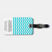Étiquette À Bagage Blanc de photo et motif de zigzag faits sur (Dos horizontal)