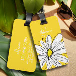 Étiquette À Bagage Blanc et Jaune de marguerite Whimsical Texte perso<br><div class="desc">Un morceau d'art zen et fantaisiste,  hipster. Vous pouvez ajouter un nom,  un monogramme ou un autre texte personnalisé. Si vous avez besoin de déplacer l'art autour,  cliquez sur le bouton personnaliser pour apporter des modifications.</div>