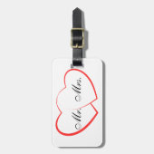 Étiquette À Bagage Blanc et noir | M. Mme Modern Monogram (Devant Vertical)