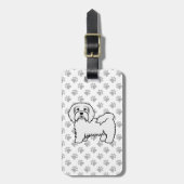 Étiquette À Bagage Blanc Havanais mignon dessin chien et texte person (Devant Vertical)